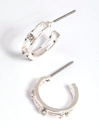 Silver Diamante Huggie Hoop Earrings - link has visual effect only