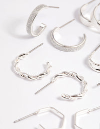 Silver Textured Glitter Hoop Earring 8-Pack - link has visual effect only
