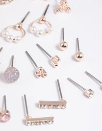 Rose Gold Bee & Diamante Stud Earring 12-Pack - link has visual effect only