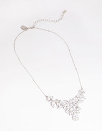 Rhodium Cubic Zirconia Floral Necklace - link has visual effect only