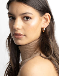 Gold Chunky Huggie Hoop Earrings - link has visual effect only