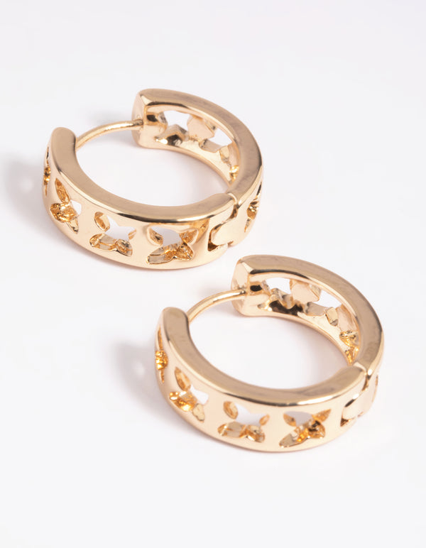 Gold Butterfly Huggie Hoop Earrings