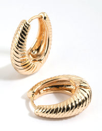 Gold Croissant Oval Huggie Hoop Earrings - link has visual effect only