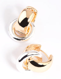 Gold Circular Huggie Hoop Earrings - link has visual effect only