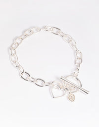 Silver Heart Fob Bracelet - link has visual effect only