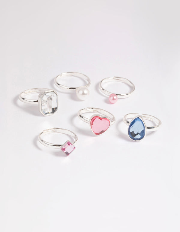 Kids Pearl & Gem Ring 6-Pack