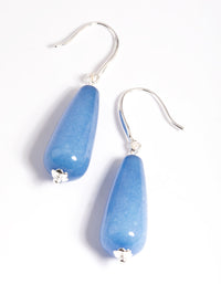 Silver Plated Semi Precious Stone Blue Drop Earrings - link has visual effect only