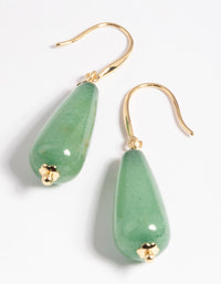 Gold Plated Green Aventurine Drop Earrings - link has visual effect only