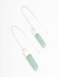 Silver Plated Green Fluorite Thread Through Earrings - link has visual effect only