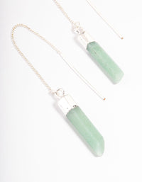 Silver Plated Green Fluorite Thread Through Earrings - link has visual effect only