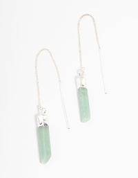 Silver Plated Green Fluorite Thread Through Earrings - link has visual effect only