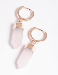 Rose Gold Plated Quartz Huggie Hoop Earrings - link has visual effect only