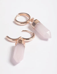 Rose Gold Plated Quartz Huggie Hoop Earrings - link has visual effect only