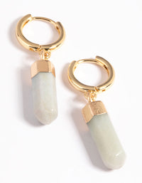 Gold Plated Amazonite Huggie Hoop Earrings - link has visual effect only