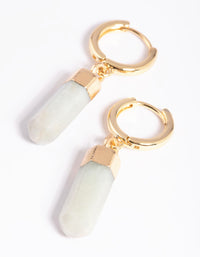 Gold Plated Amazonite Huggie Hoop Earrings - link has visual effect only