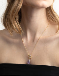 Gold Plated Amethyst Fob Necklace - link has visual effect only