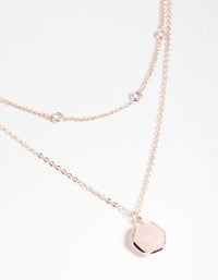 Rose Gold Plated Cubic Zirconia & Quartz Layered Necklace - link has visual effect only