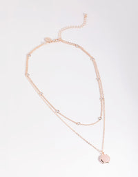 Rose Gold Plated Cubic Zirconia & Quartz Layered Necklace - link has visual effect only