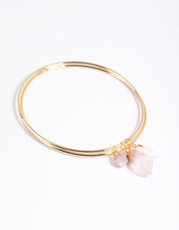 Gold Plated Rose Quartz Charm Bangle Bracelet - link has visual effect only