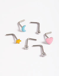 Surgical Steel Motif Nose Stud 6-Pack - link has visual effect only