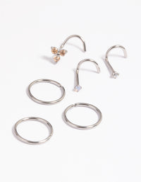 Surgical Steel Diamante Nose Stud 6-Pack - link has visual effect only