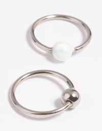 Surgical Steel Opal Nose Ring Set - link has visual effect only