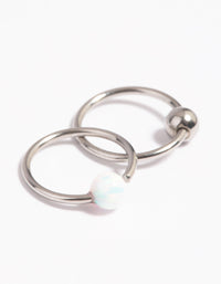 Surgical Steel Opal Nose Ring Set - link has visual effect only