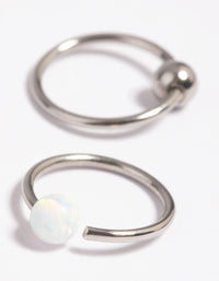 Surgical Steel Opal Nose Ring Set - link has visual effect only