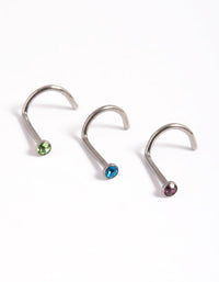 Titanium Simple & Clear Nose Stud Pack - link has visual effect only