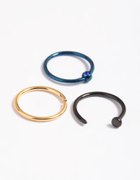 Matte Titanium Nose Ring Pack - link has visual effect only