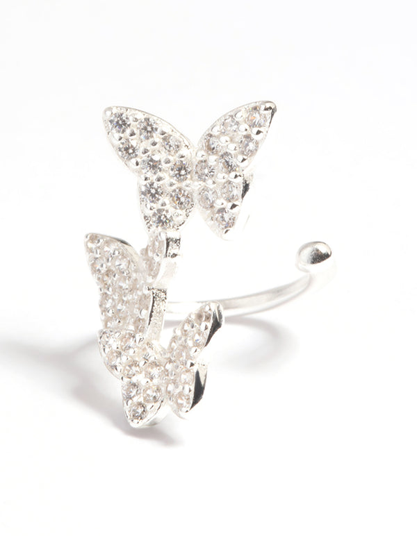 Sterling Silver Cubic Zirconia Butterfly Ear Cuff