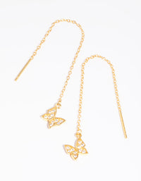 Gold Plated Sterling Silver Pave Butterfly Drop Earrings - link has visual effect only