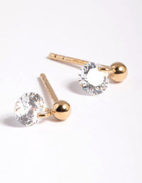 Gold Plated Sterling Silver Diamante Stud Earrings - link has visual effect only