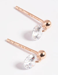 Rose Gold Plated Sterling Silver Diamante Stud Earrings - link has visual effect only