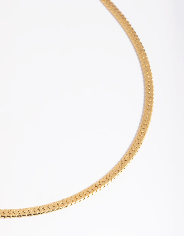 Gold Plated Herringbone Chain Necklace