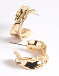 Gold Plated Molten Hoop Earrings - link has visual effect only