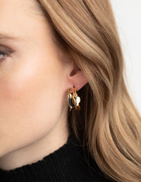 Gold Plated Molten Hoop Earrings - link has visual effect only