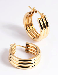 Gold Plated Vertical Lines Hoop Earrings - link has visual effect only