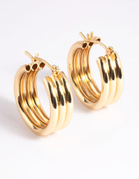 Gold Plated Vertical Lines Hoop Earrings - link has visual effect only