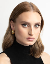 Gold Plated Vertical Lines Hoop Earrings - link has visual effect only