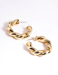 Gold Plated Brass Croissant Hoop Earrings - link has visual effect only