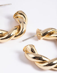 Gold Plated Brass Croissant Hoop Earrings - link has visual effect only