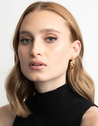 Gold Plated Brass Croissant Hoop Earrings - link has visual effect only