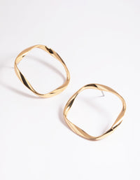 Gold Plated Twisted Square Hoop Earrings - link has visual effect only