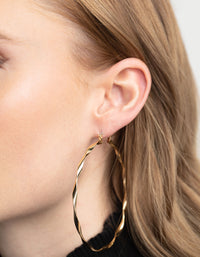 Gold Plated Flat Hoop Earrings - link has visual effect only