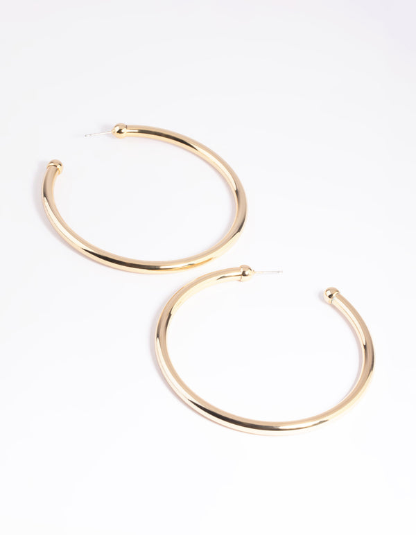 Gold Plated Smooth Hoop Earrings