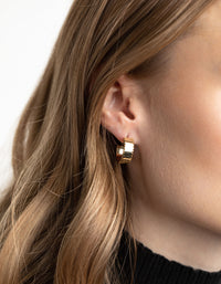 Gold Plated Textured Hoop Earrings - link has visual effect only