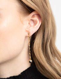 Gold Plated Brass Chain Ball Drop Earrings - link has visual effect only