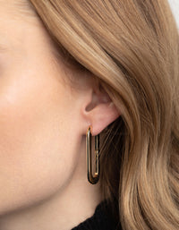 Gold Plated Rectangle Hoop Earrings - link has visual effect only