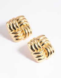 Gold Plated Square Woven Stud Earrings - link has visual effect only